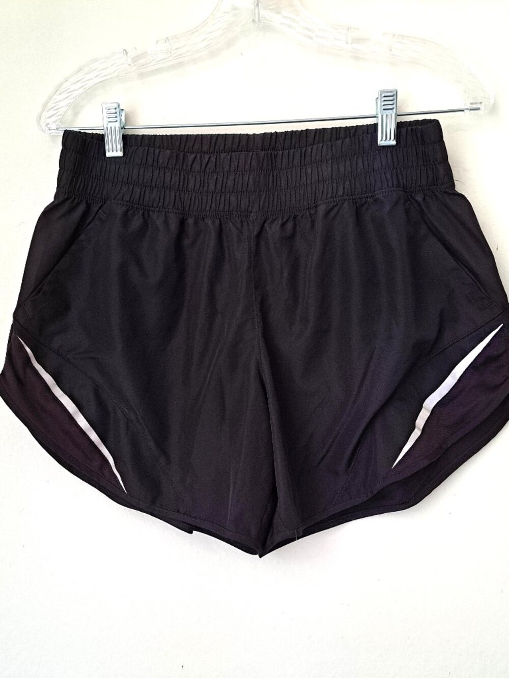 Athletic Women's Sporty Mesh Trim Shorts Size M Black/Silver